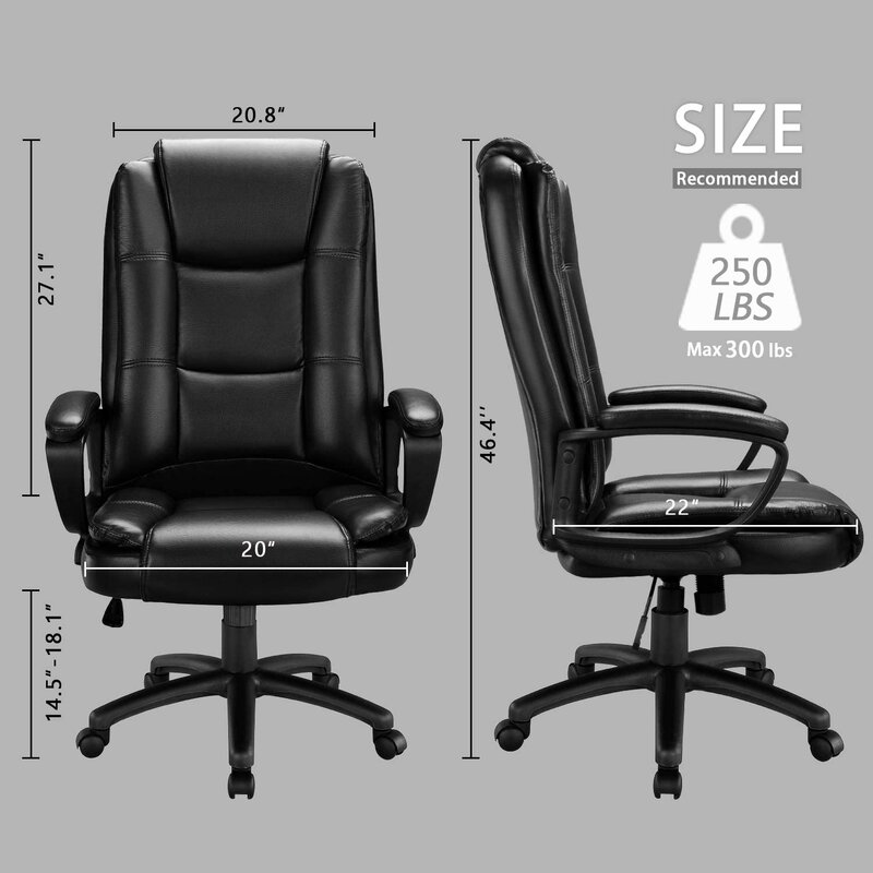 Чорне шкіряне офісне крісло (2)