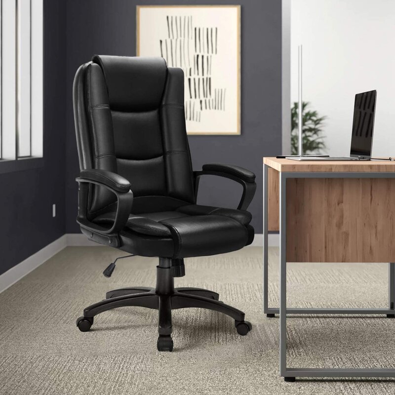 Black Leather Executive Office Chair (6)