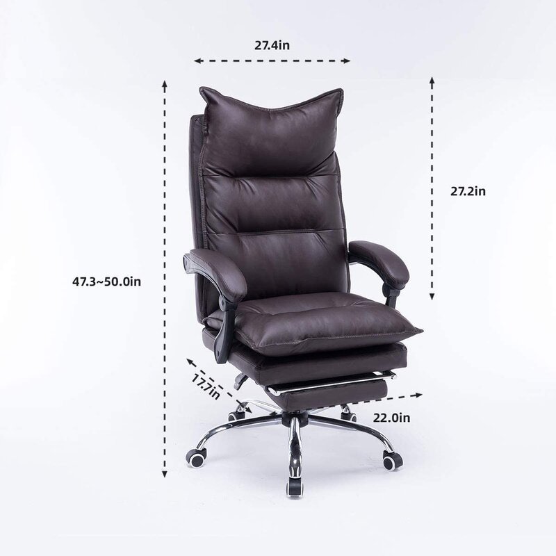 Ergonomiczne krzesło robocze z prawdziwej skóry z wysokim oparciem (4)