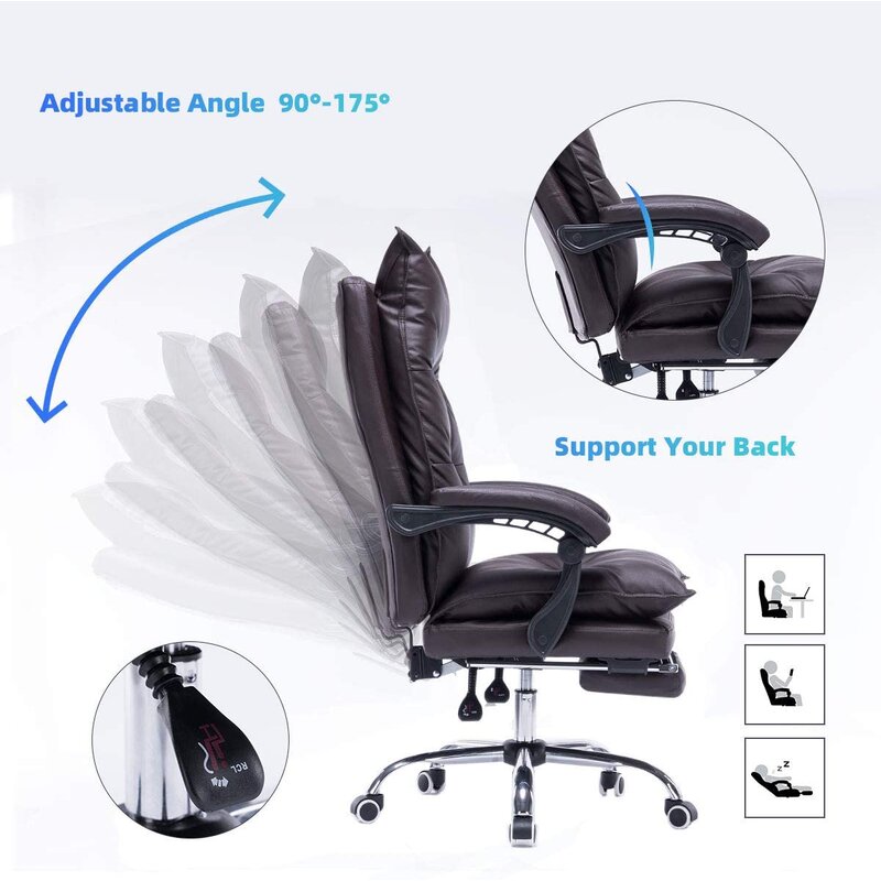 صندلی کار ارگونومیک چرم طبیعی پشت بلند (5)